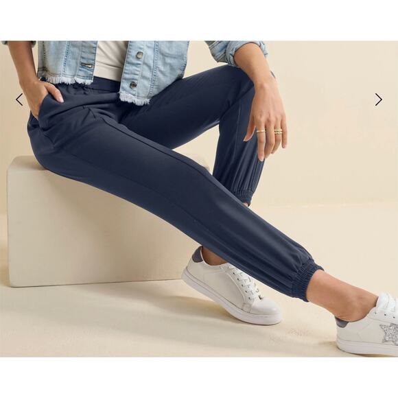 New with tags, VENUS Woven High-Rise Joggers, Navy Blue, Size 12 - Picture 1 of 14